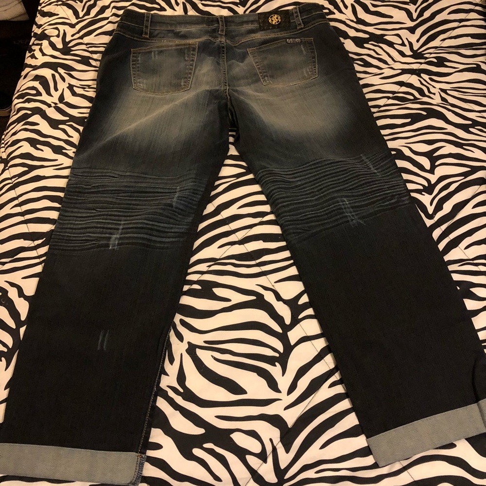 Baby Phat sz 20 boyfriend roll cuff ankle crop jeans - Picture 3 of 10